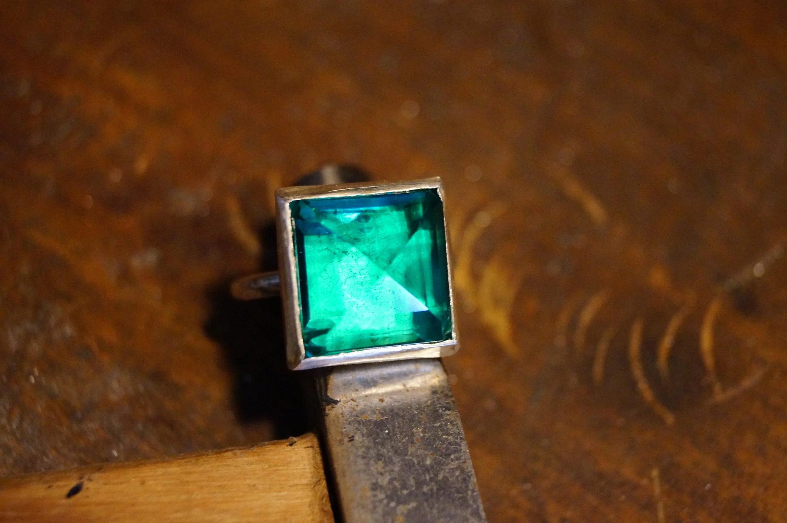 False Grandidierite in Sterling Silver Ring Sized 8