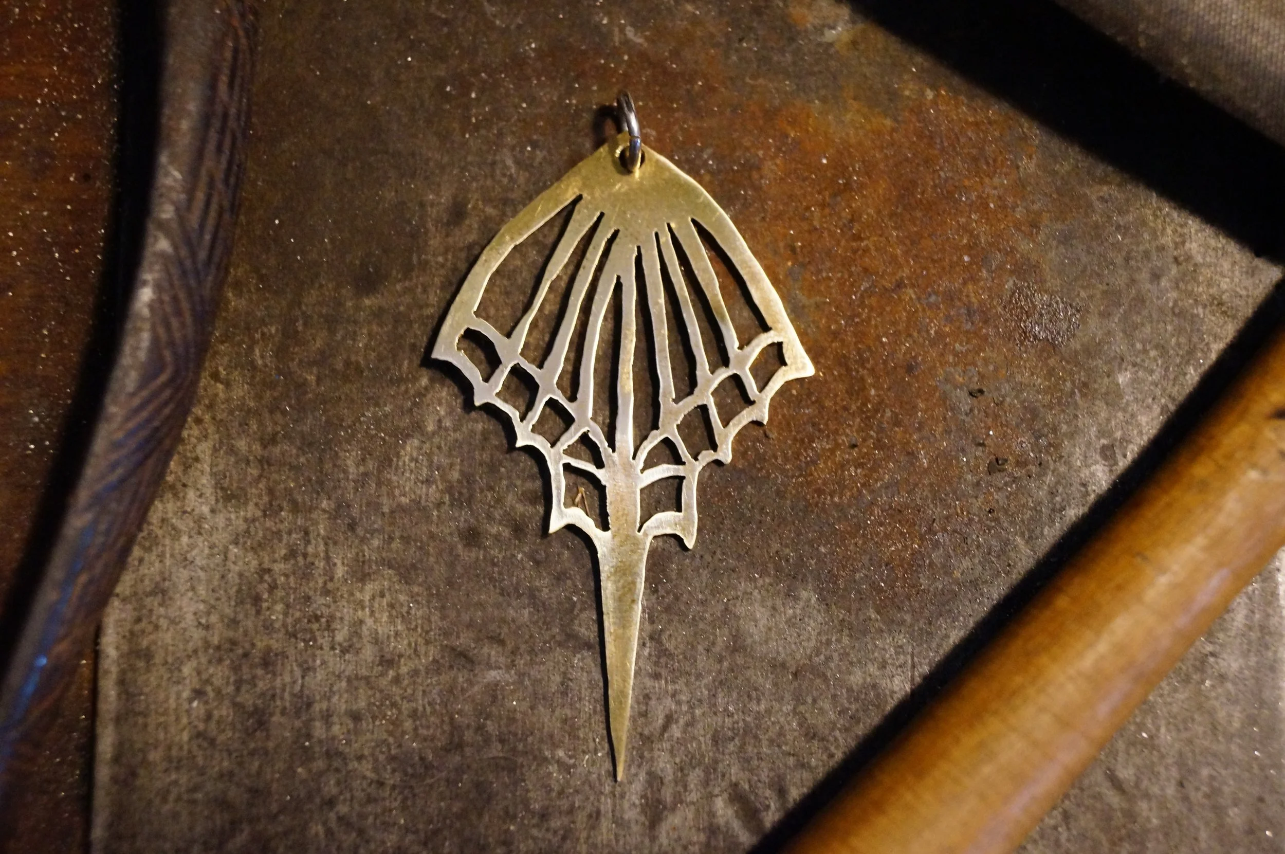 Fantasy Wing Pierced Bronze Amulet