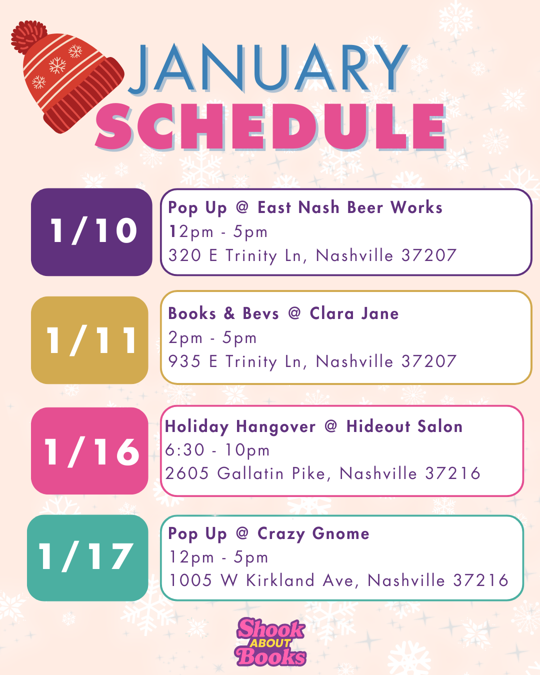 January 2026 Event Schedule