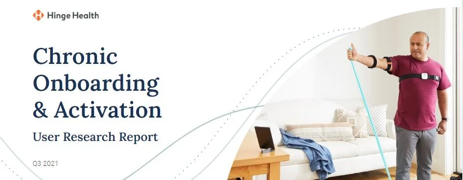 Google slide logo for Hinge Health, man using exercise band and sensors