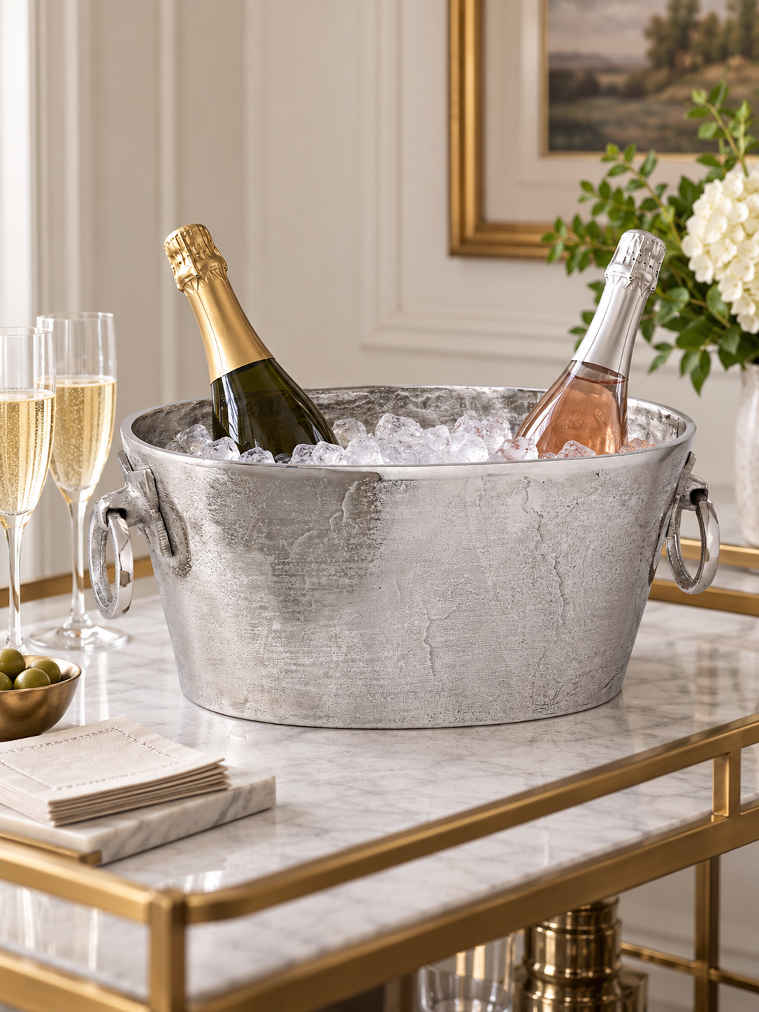 Oval Raw Nickel Wine Cooler