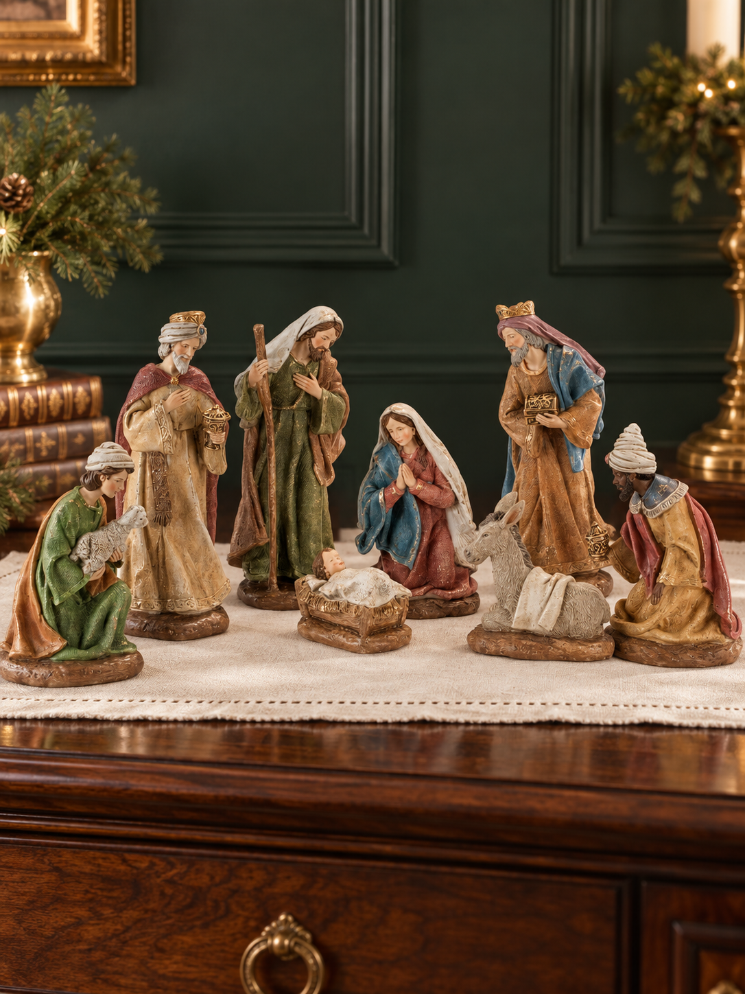 Eight-piece Nativity collection on walnut-1.png