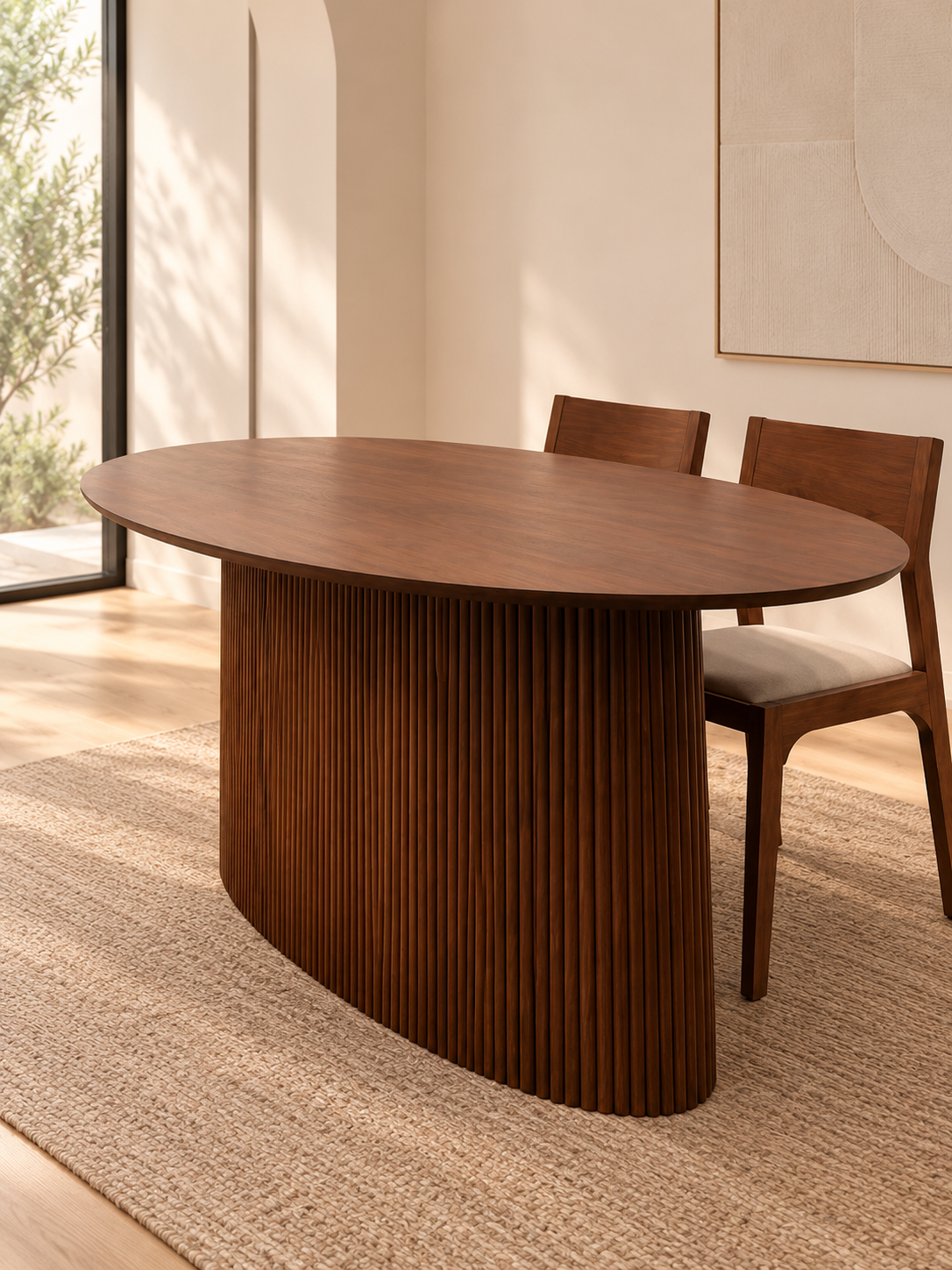 Sculptural Oval Acacia Dining Table