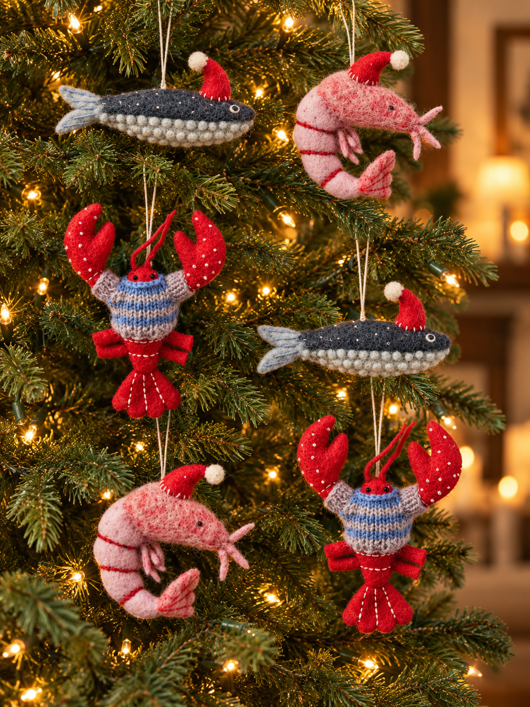 Nantucket Felt Christmas Ornaments — Set of 6