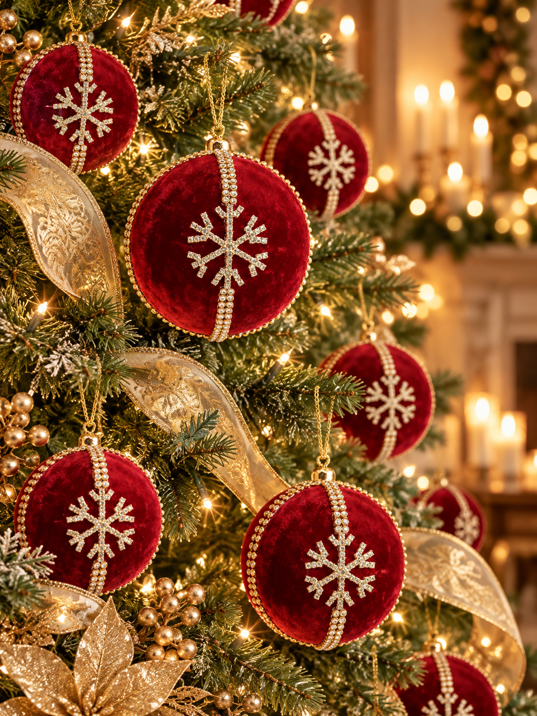 Red velvet gold snowflake ornaments.png