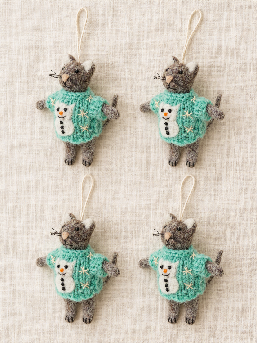 Handmade mint sweater cat ornaments.png
