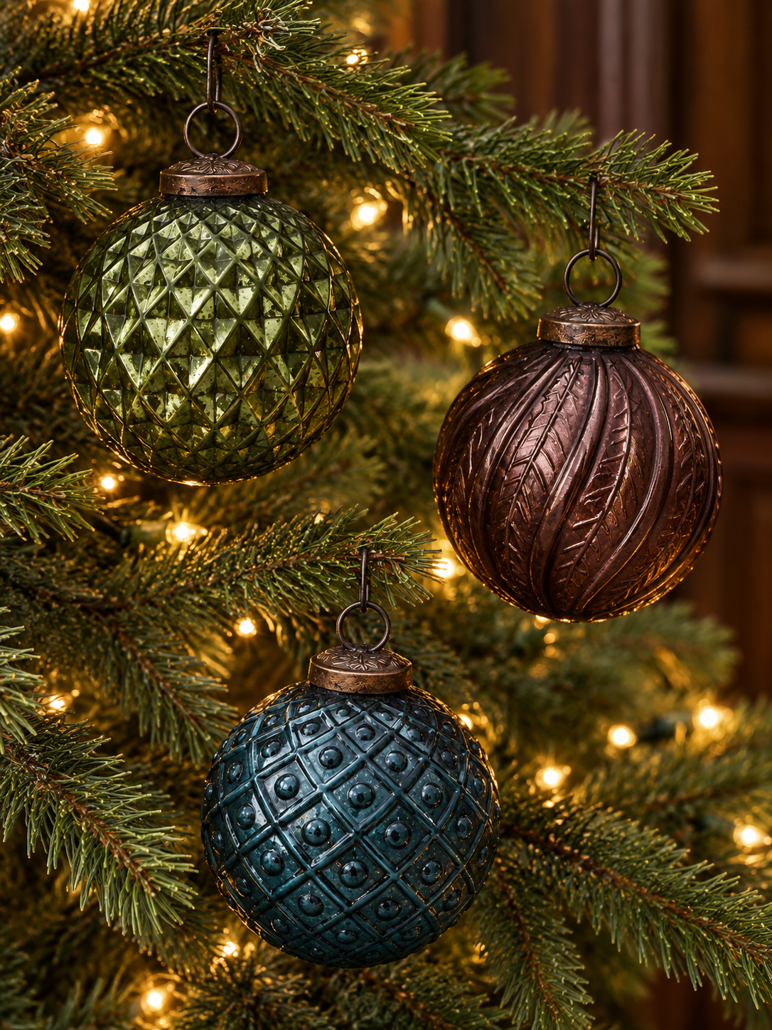 Angelica Glass Ornaments — Set of 12