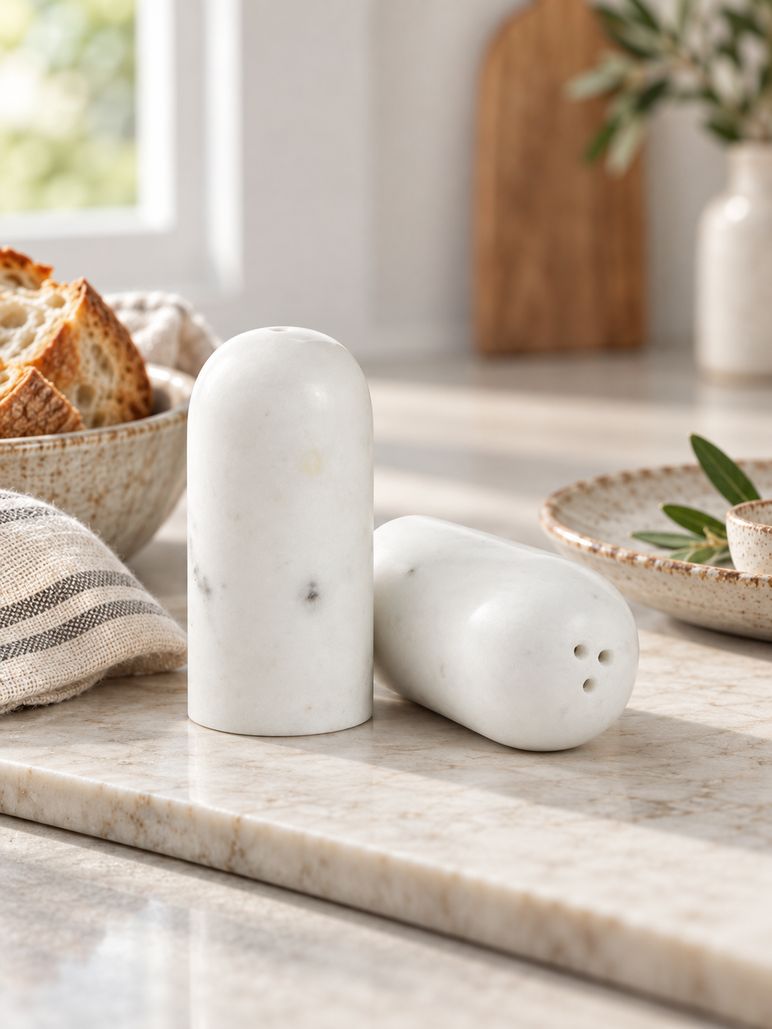White Marble Salt & Pepper Shaker Set