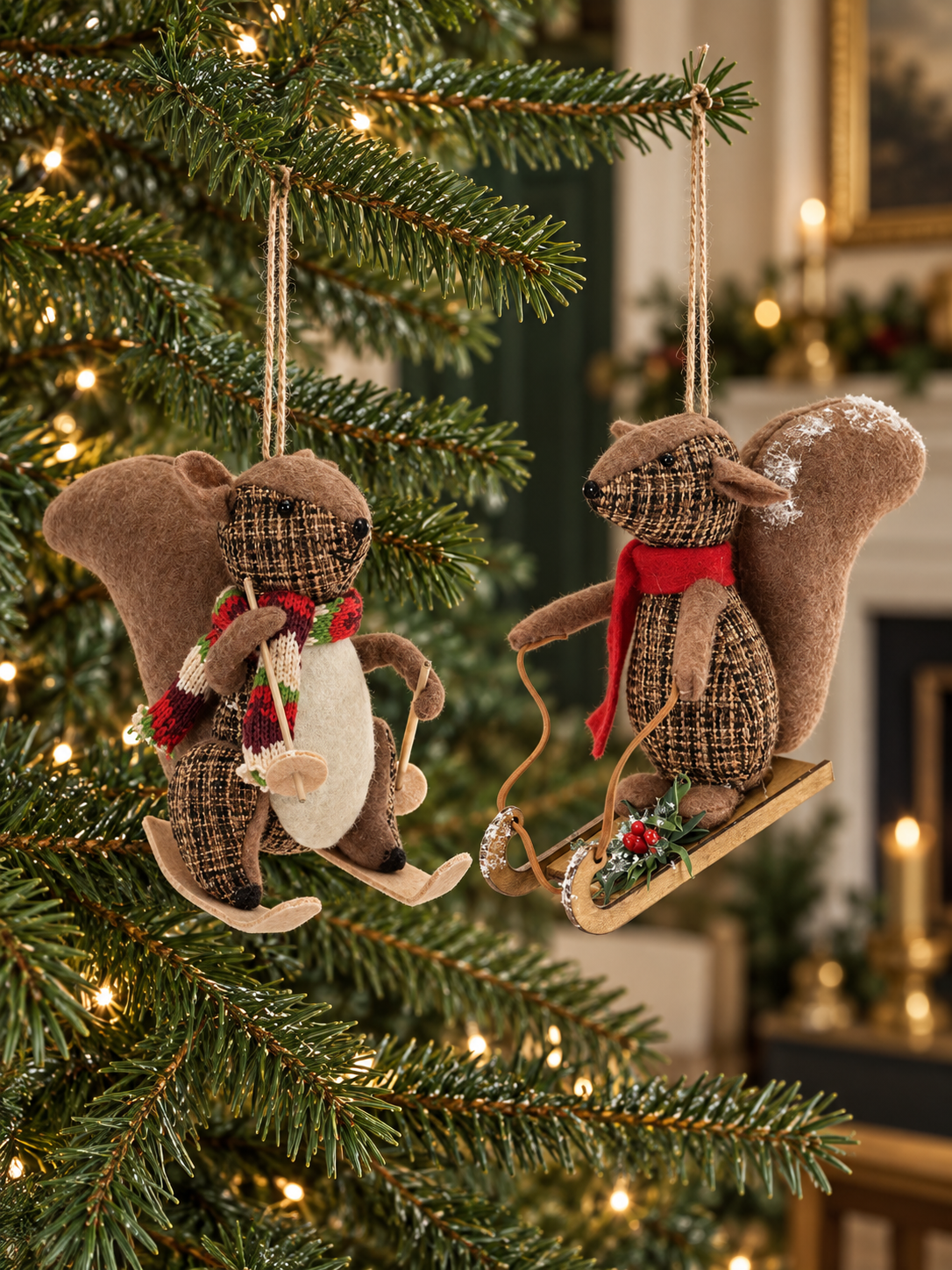 Woodland Winter Squirrel Ornaments — Set of 6