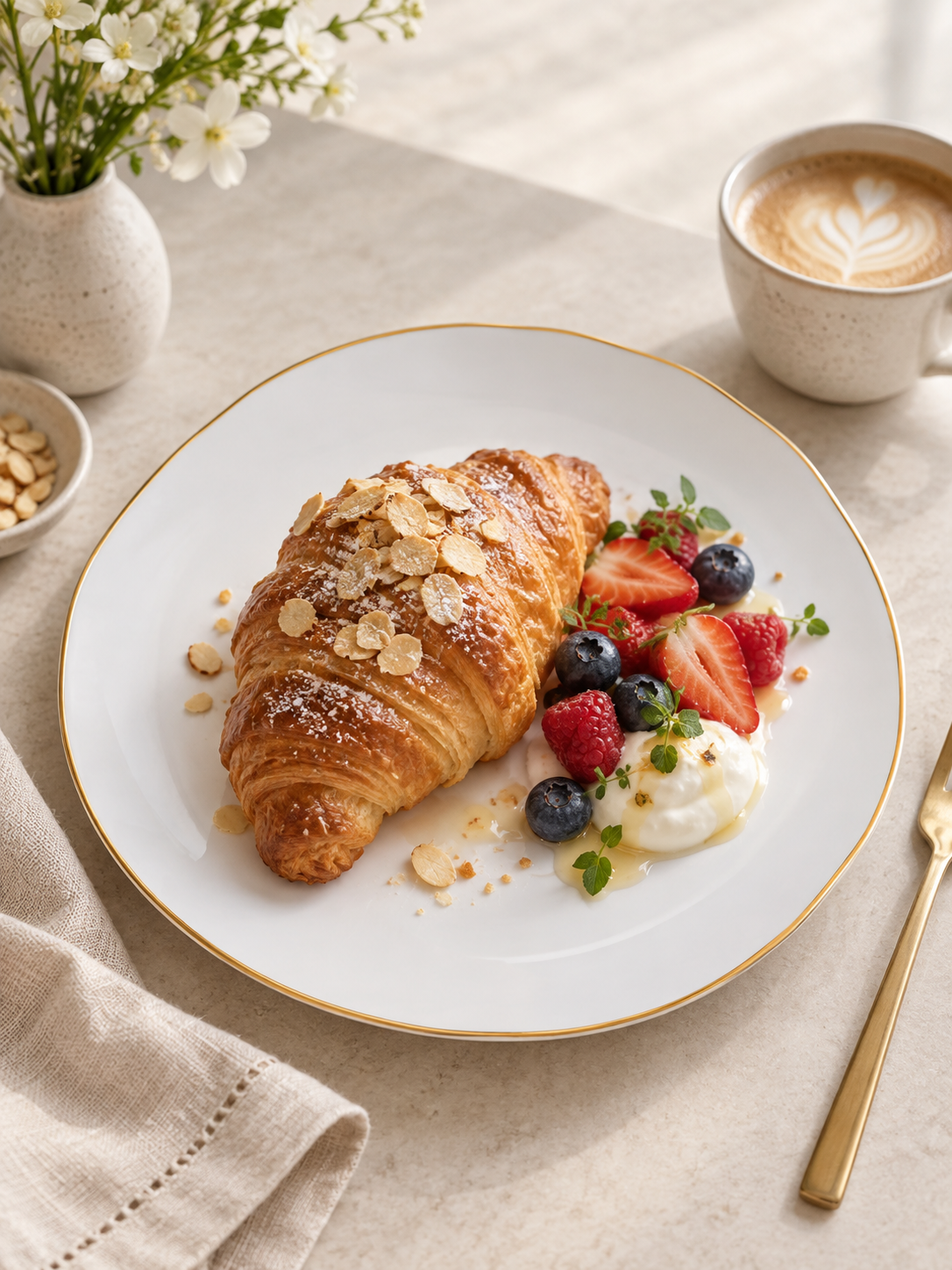 Good Morning White Breakfast Plates, Set of 2