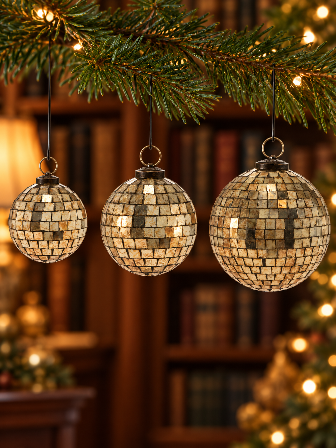 Antiqued Disco Ball Ornaments