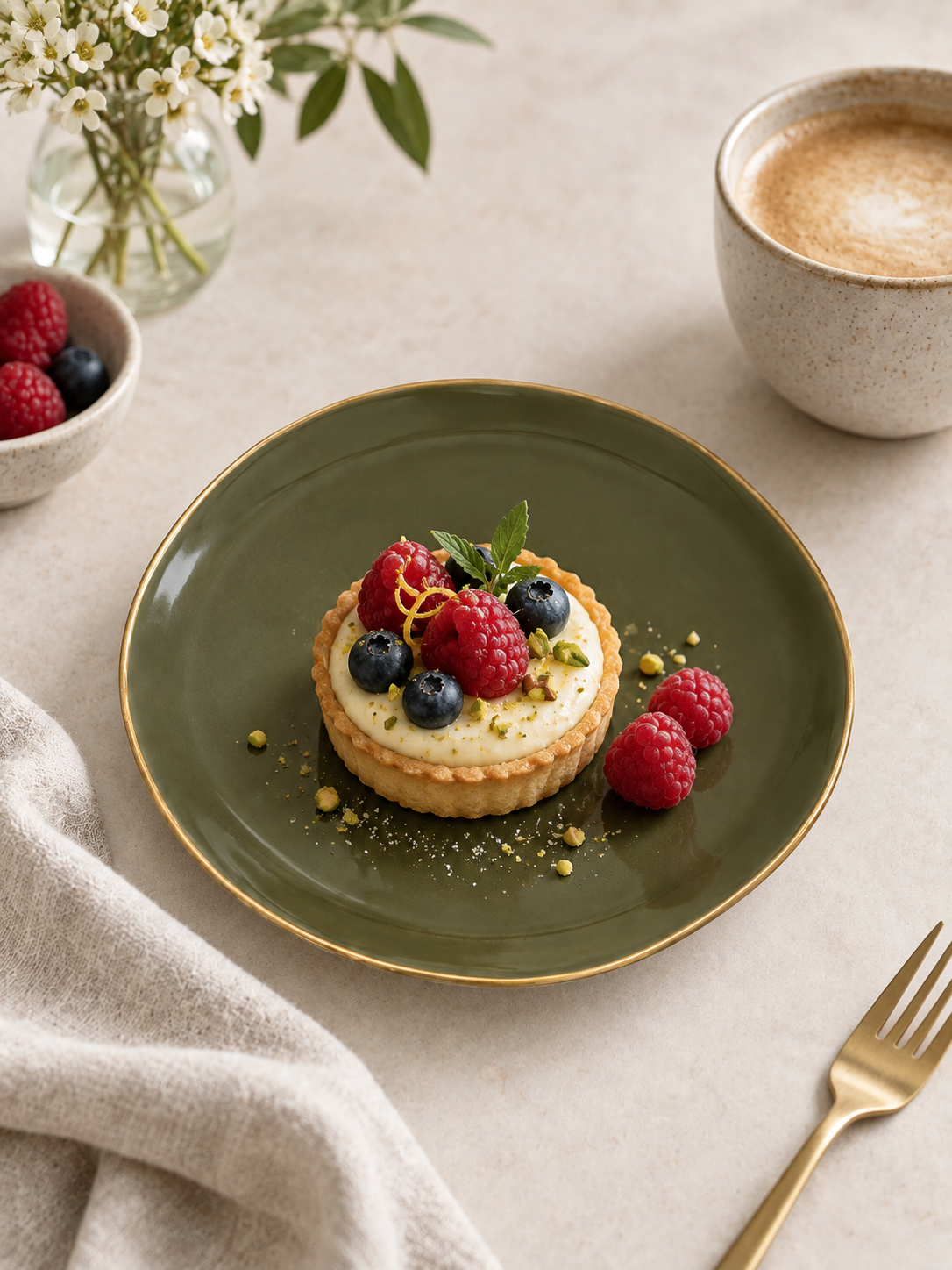 Good Morning Fir Green Dessert Plates, Set of 2