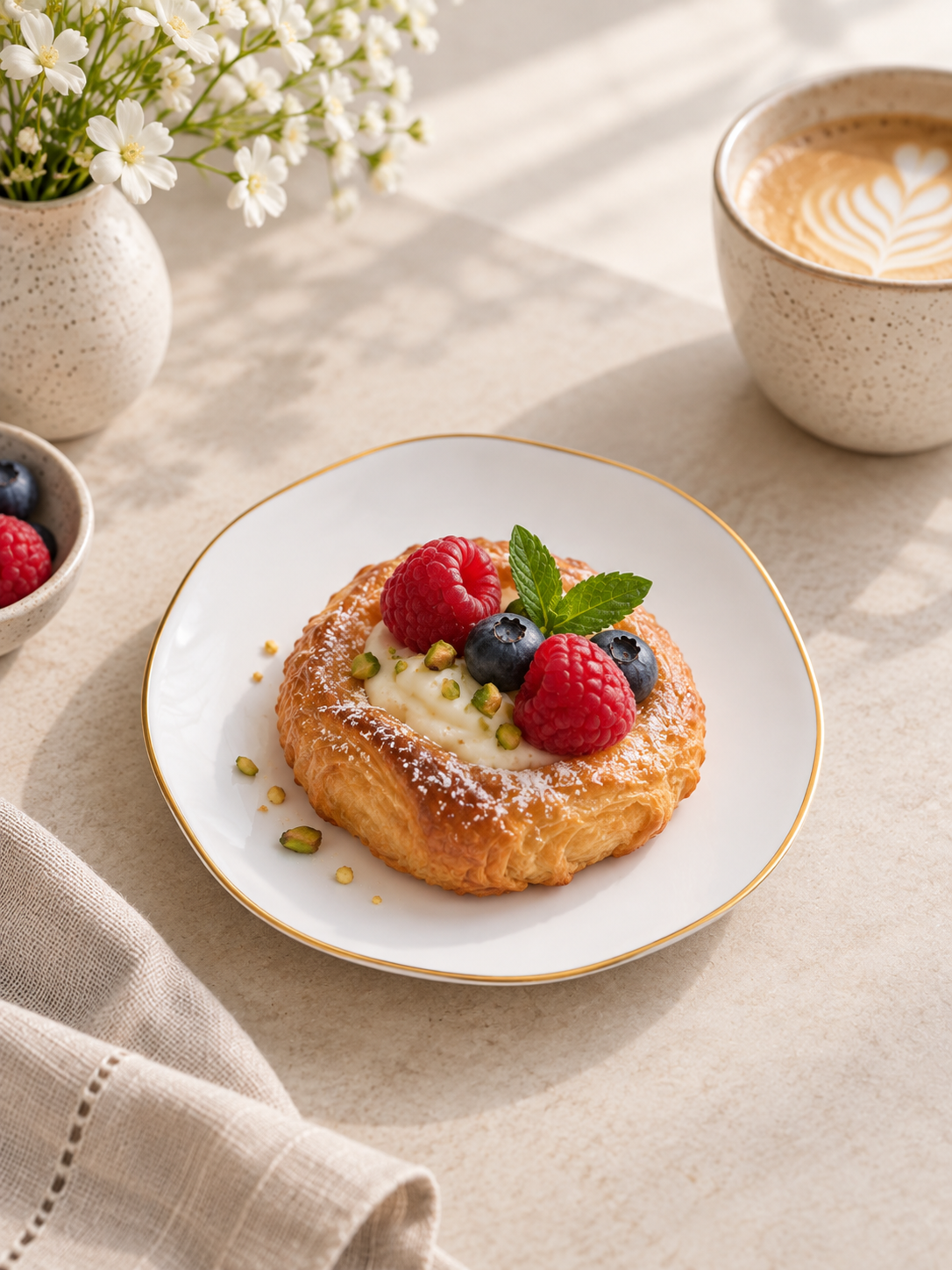 Good Morning White Dessert Plates, Set of 2