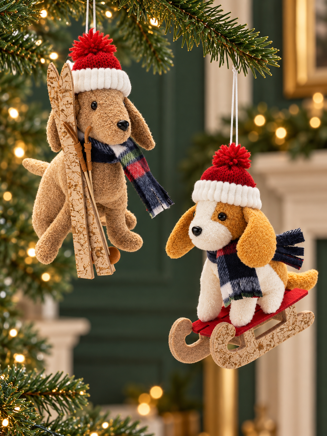 Ski & Sled Dog Ornaments — Set of 6