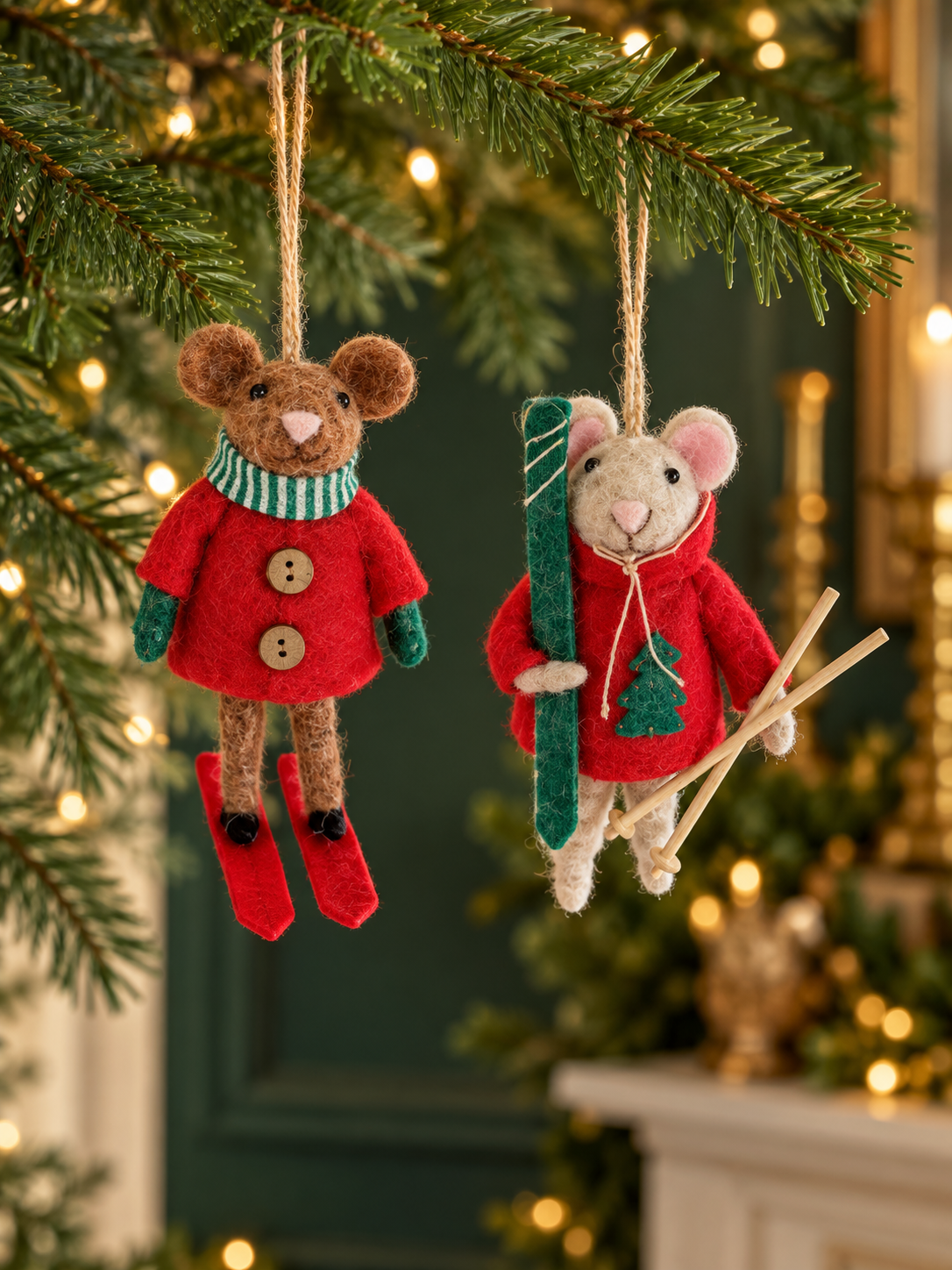 Alpine Ski Mouse Ornaments — Set of 12