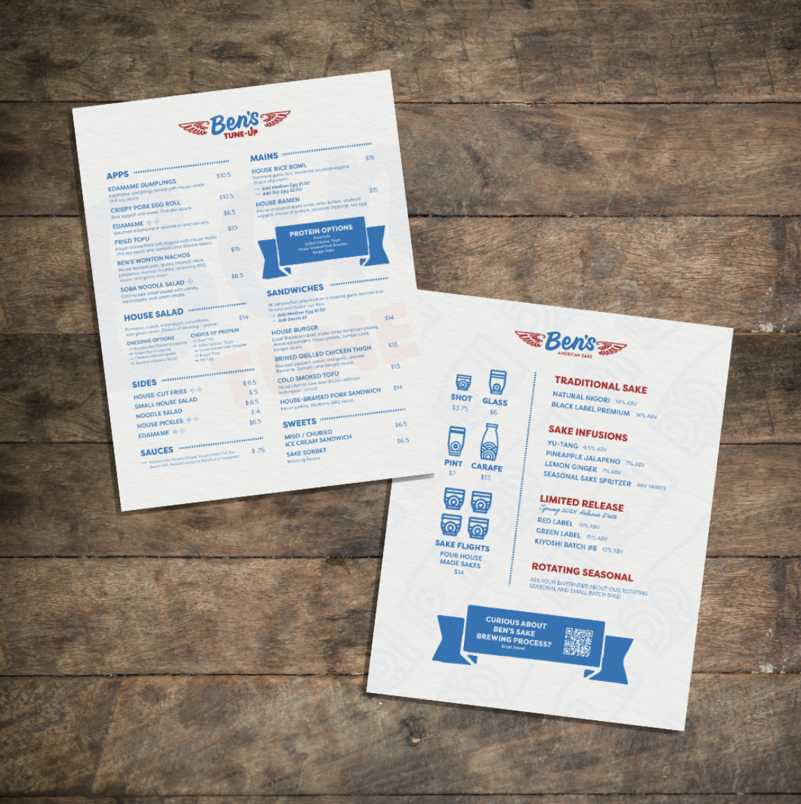 Menu design for Ben's Tune Up