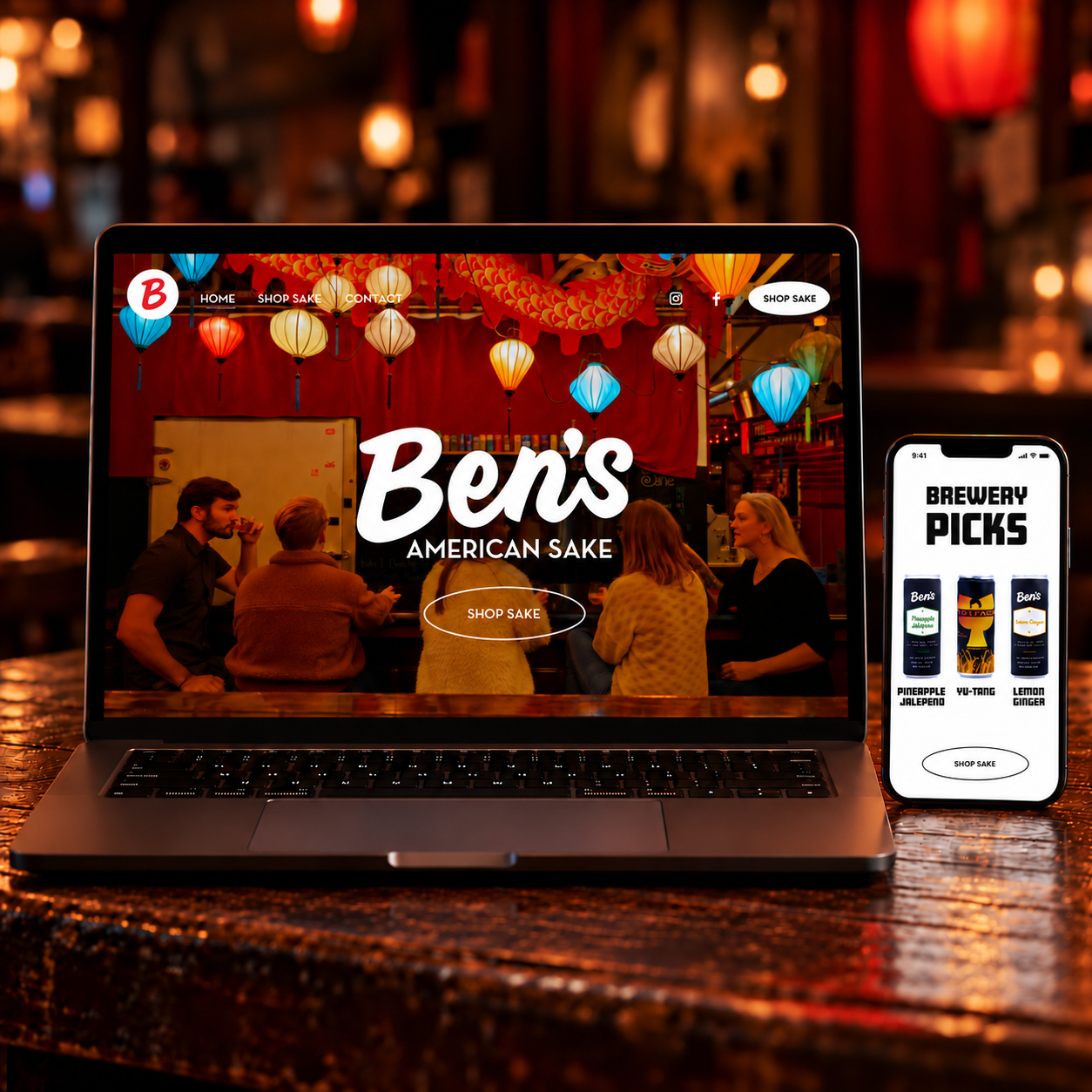 Website design for Ben's American Sake