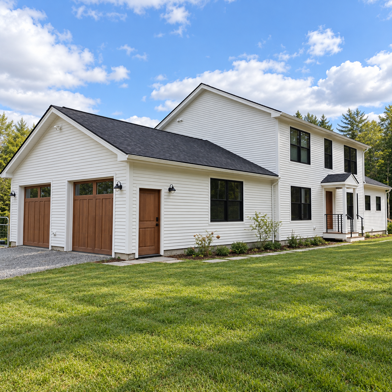 Modern White Farmhouse on Lush Lawn.png