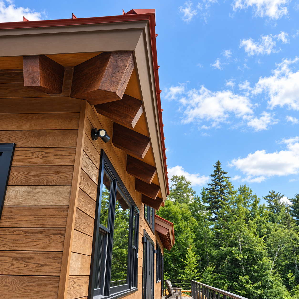 Modern Rustic House Eaves Under Blue Skies.png