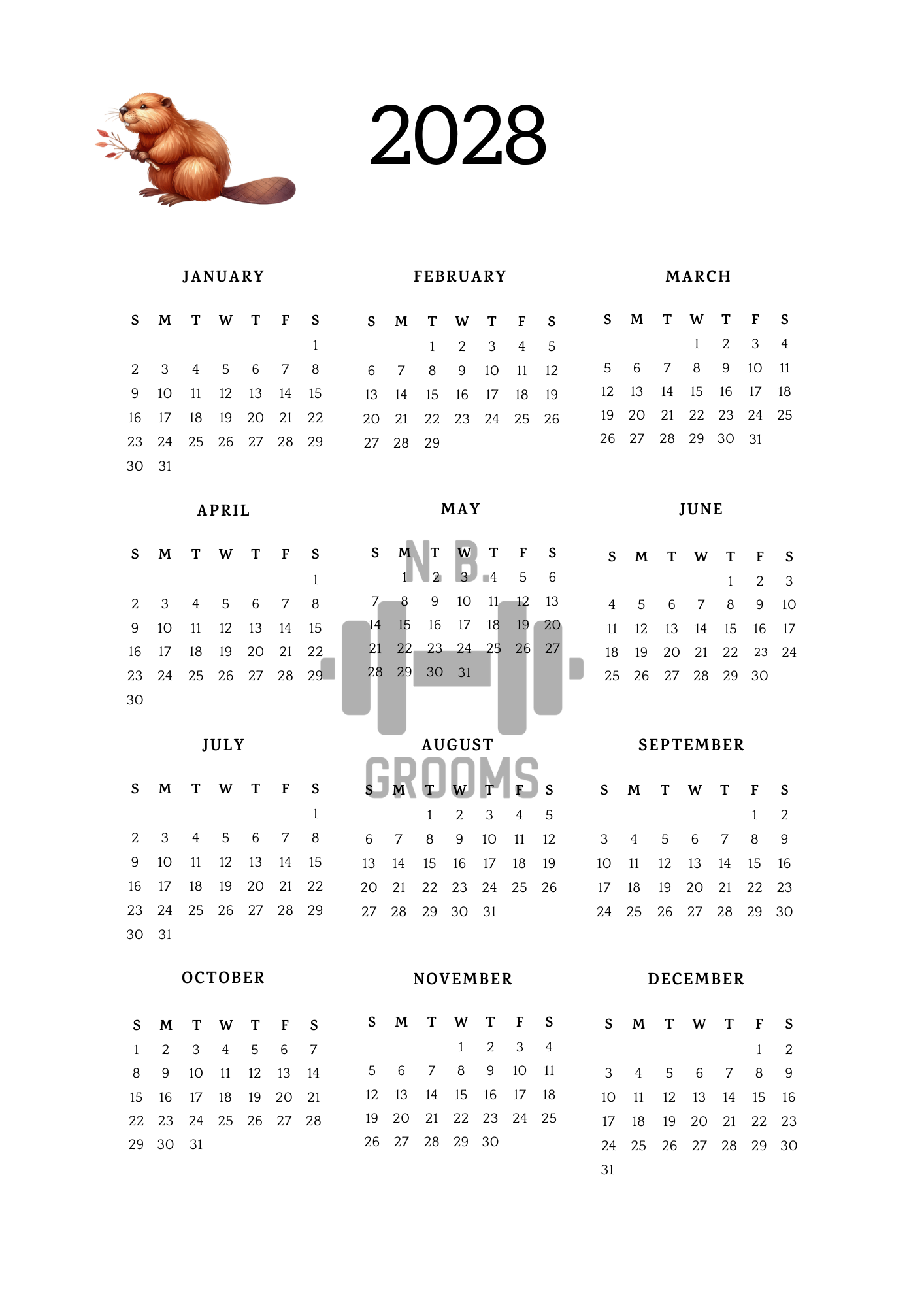 Six-Year-Calendar-Woodland Creatures