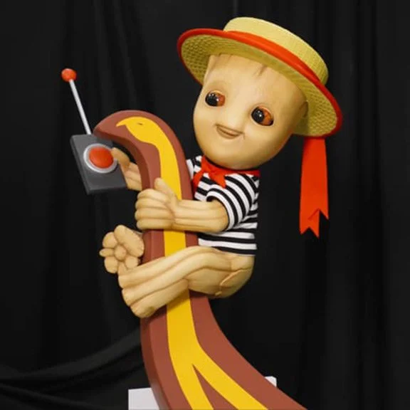 Disneyland Tokyo Small World Marvel overlay with Groot in Italy, Animatronic.