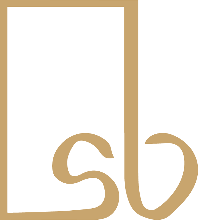Stephanie Bartlow Art monogram and logo. Lower case letters "s" and "b" are placed together within a rectangle representing a painting.