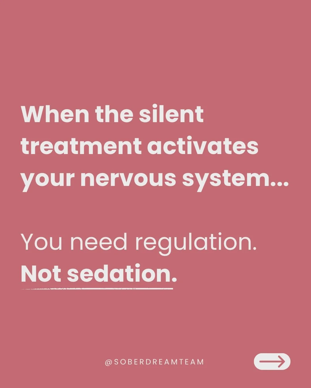 The silent treatment is nervous system warfare. 💔

And when your nervous system is screaming for relief alcohol can feel like the fastest way to quiet it.

I know this because I lived it.

I drank for years trying to soothe the distress that came fr