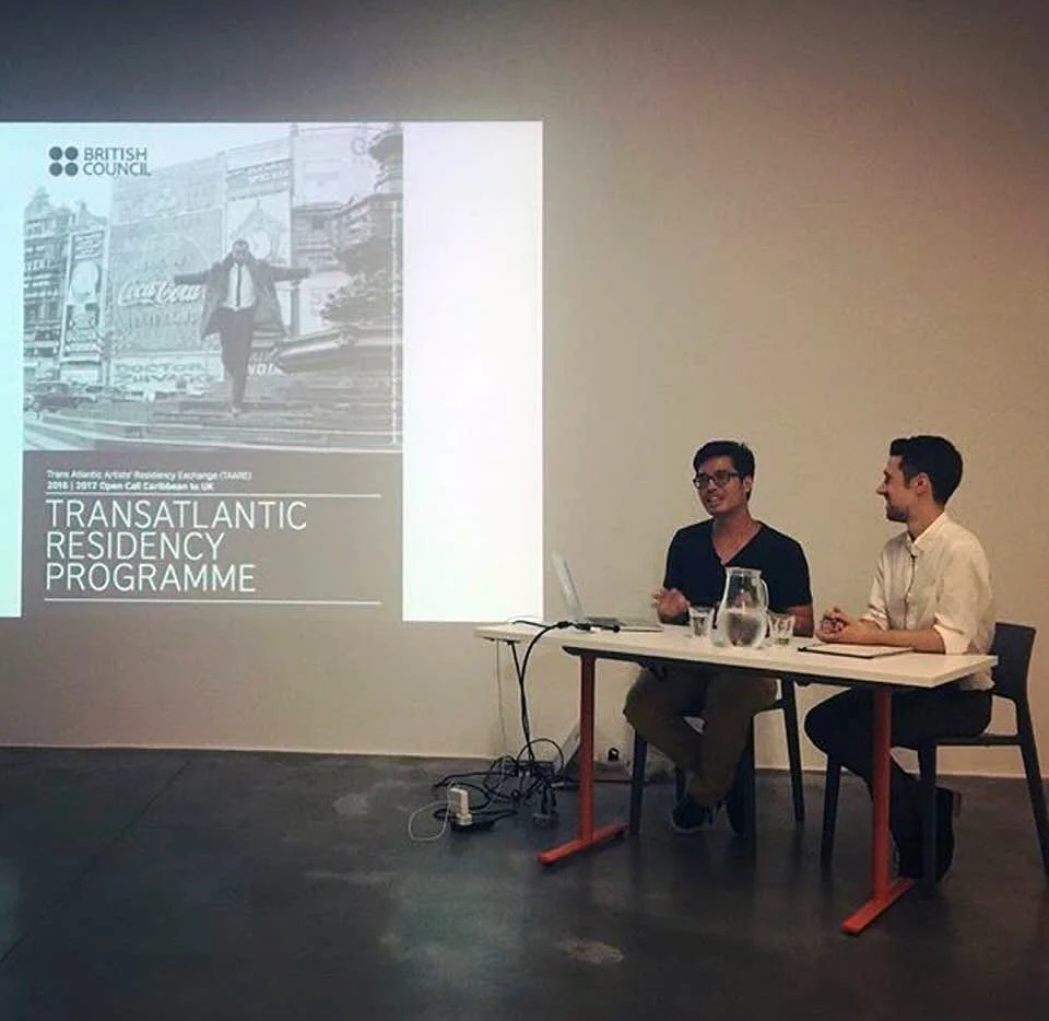 With curator Nick Osborne at the Artist as Historian, Archaeologist and Archivist, Autograph BHP, London,2017. Photo: Hena Lee