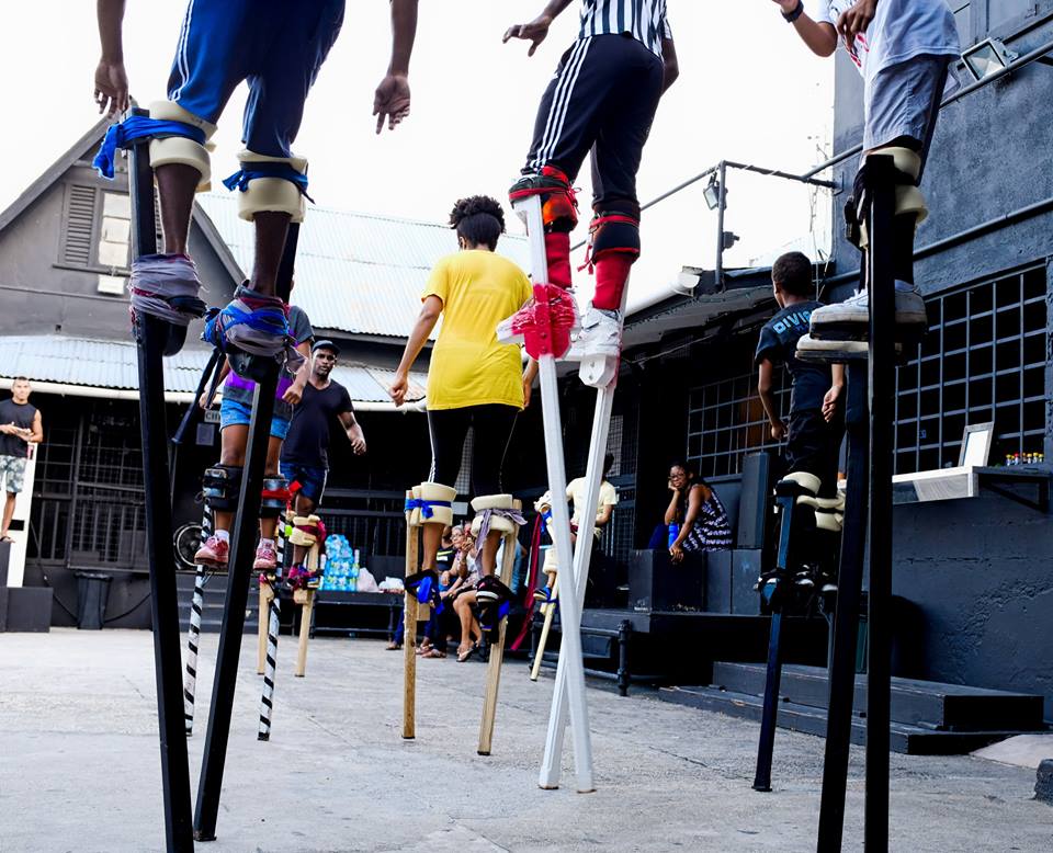 2 Bros Master class with Touch D Sky Moko Jumbie group, Big Black Box, Woodbrook, Trinidad and Tobago, 2017. Photo: #1000mokos