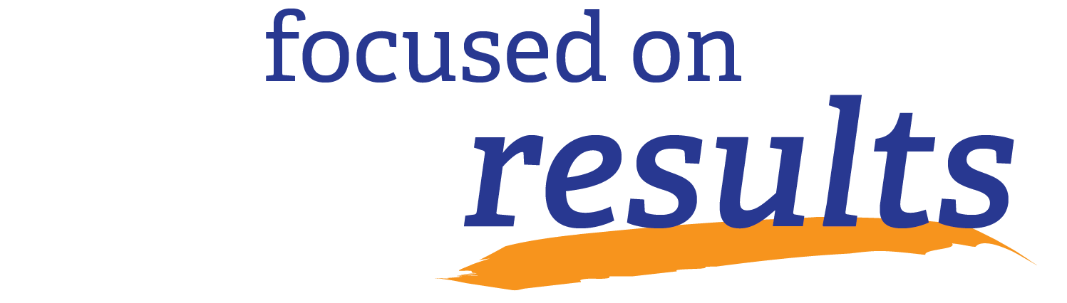 Text in a colorful design that says, 'Focus on results' with different font sizes and colors.