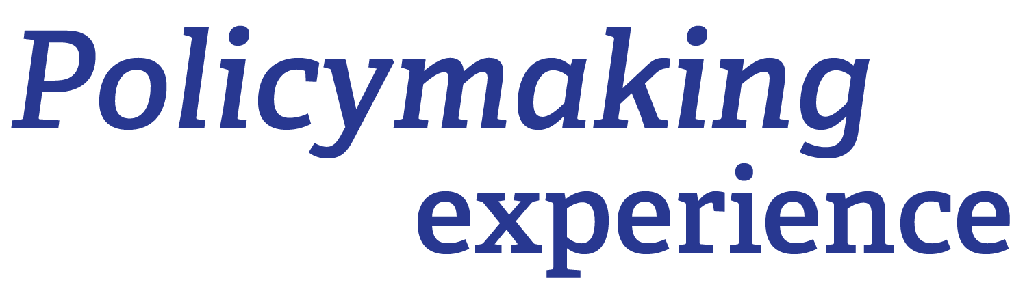 Text that reads 'Policymaking experience' in blue font.
