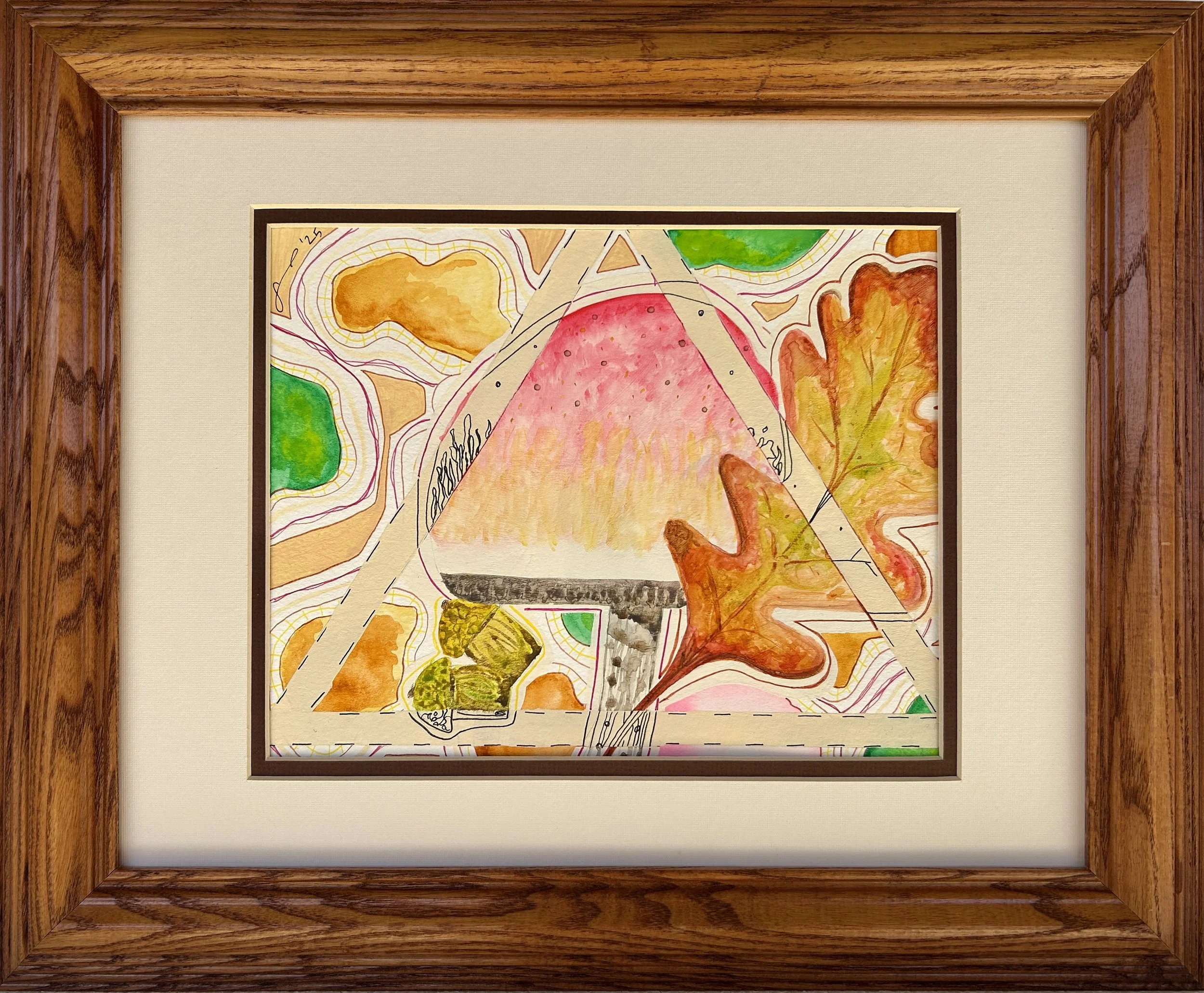 “November Wind” Watercolor, acrylic, and pen on paper. 14”h x 17”w with frame. 2025. $222.