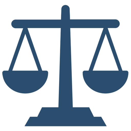 Icon of balanced scales representing justice.