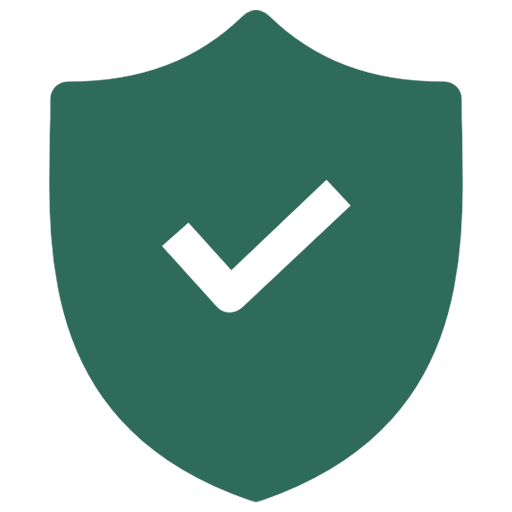 Shield with a check mark in the center, symbolizing security or protection.