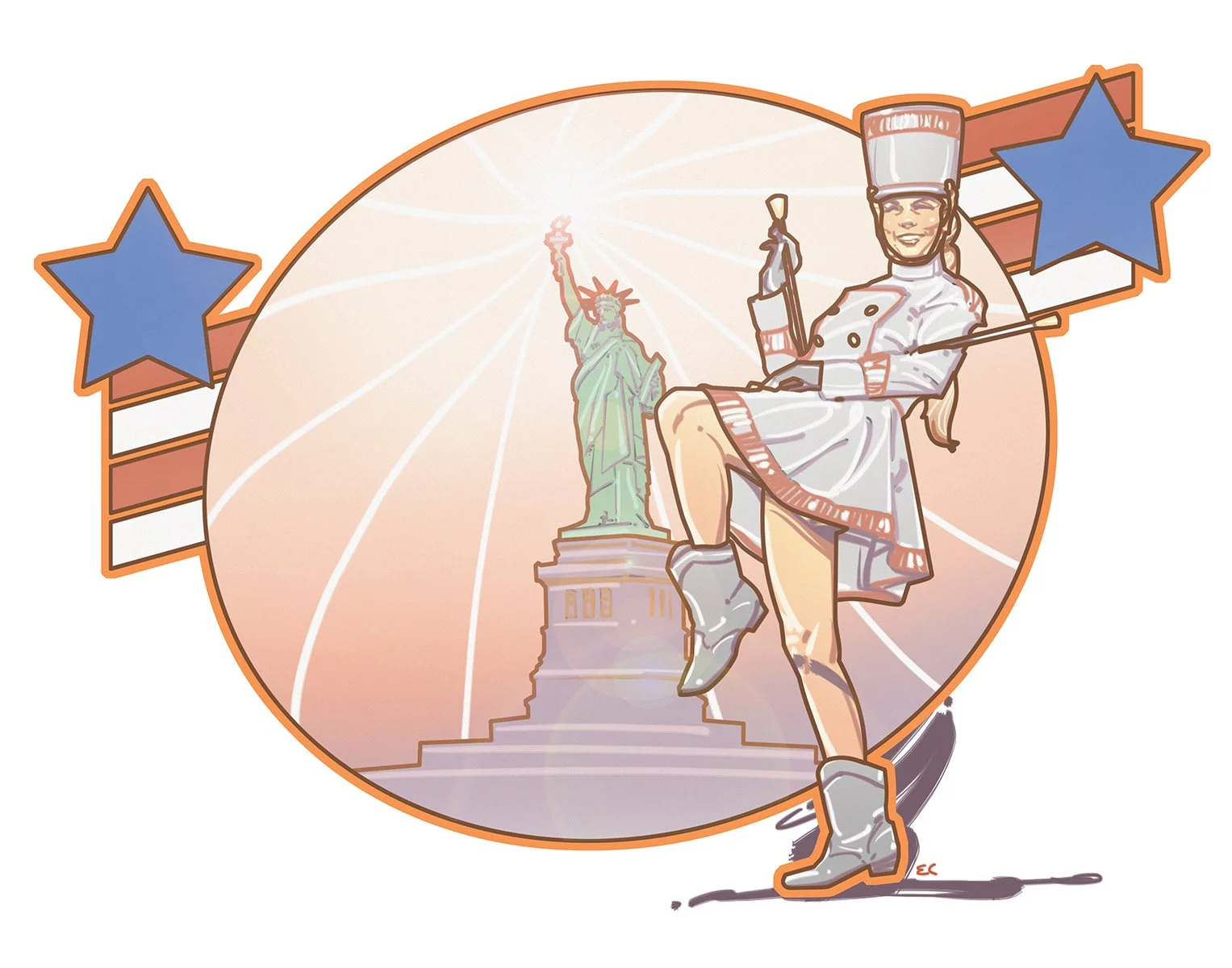 The Fourth of July, digital illustration