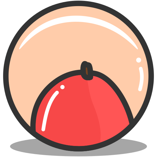 Close-up of a red and white ping pong ball.