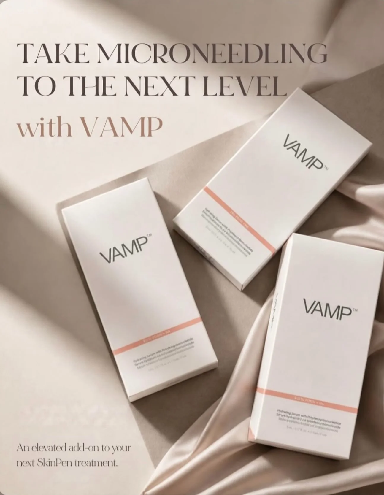 Your microneedling treatment, with an added boost. 🧬🤍

Introducing VAMP &mdash; a blend of vitamins, amino acids, minerals, and PDRN.

Paired with microneedling, this treatment is designed to complement your skin&rsquo;s natural renewal process and