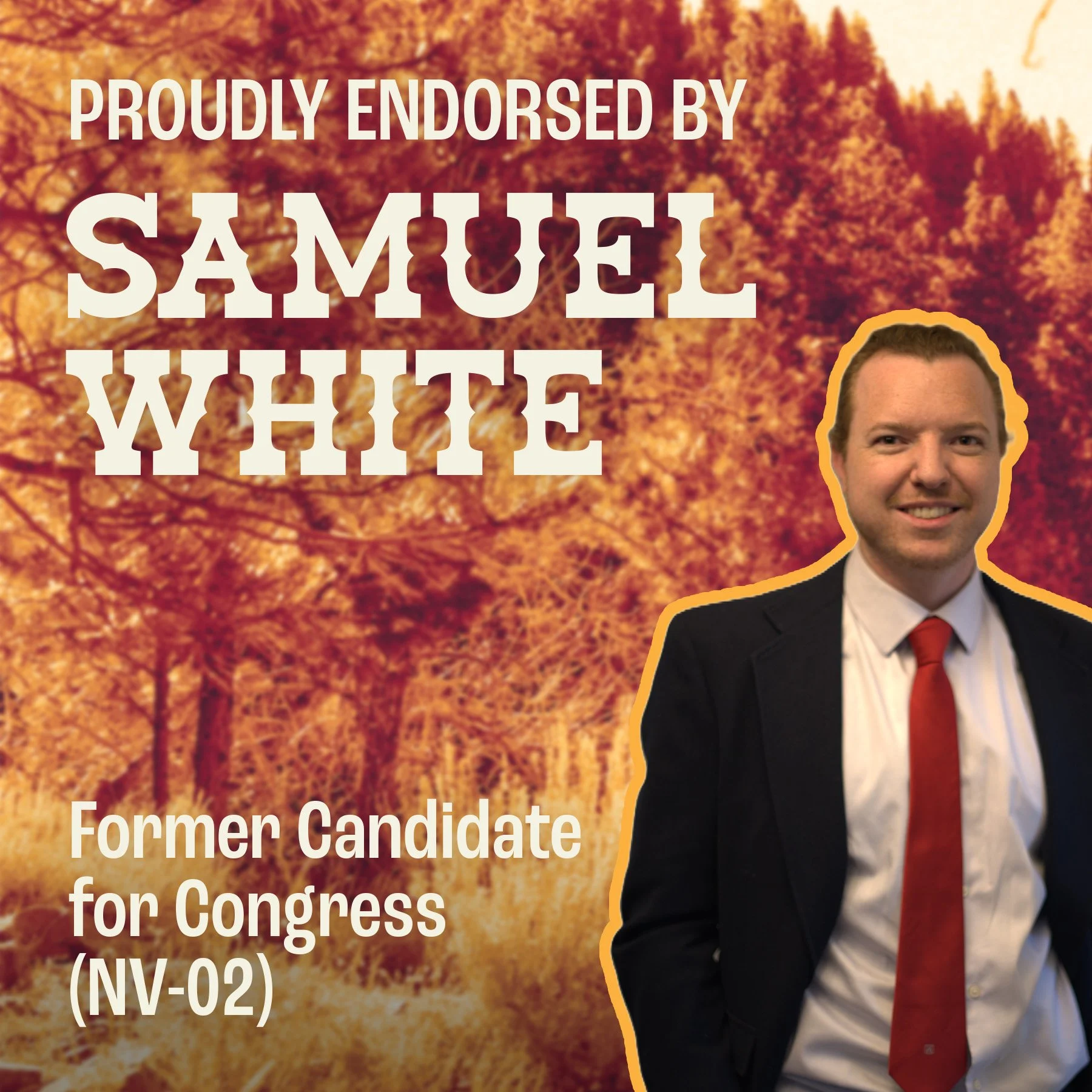 Announcement of Congressional candidate Samuel White dropping out of the race to support and endorse Morgan Wadsworth.
