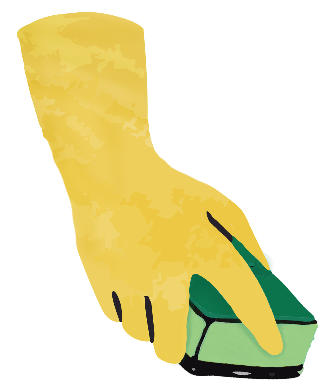 Eco-friendly cleaning company in Springfield MO – cleaner wearing rubber gloves using a scrubber sponge