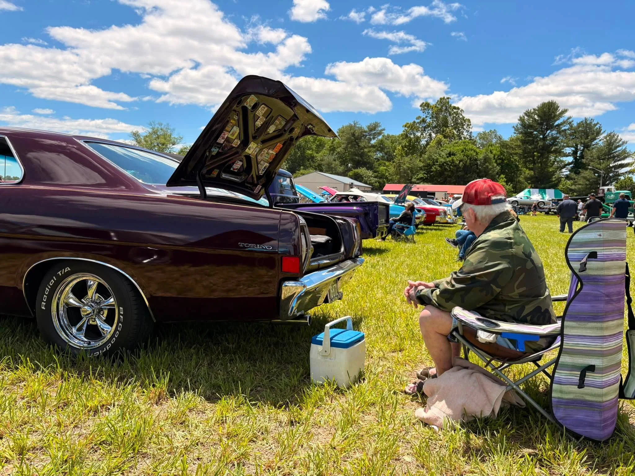 Down on the Farm car show. 
Dad is finally feel well enough to go to a car show. 
Over three hundred cars here! 
I would add a photo of Loki, but the baby is all dusty now.
