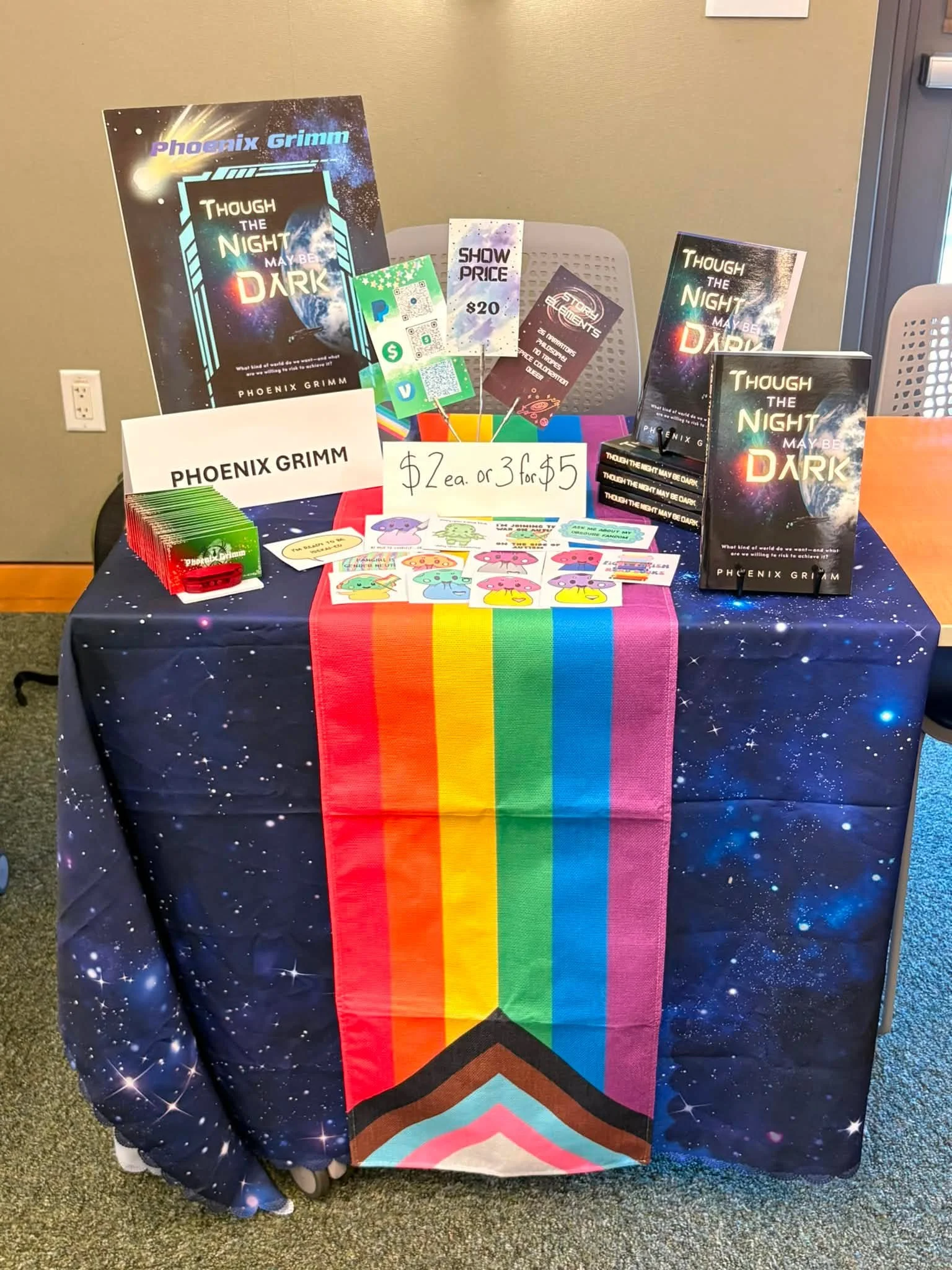I get half a table today. Bit of a tight fit, but I&rsquo;m making it work. Here at Kirkwood Library&rsquo;s Author Fair! If you&rsquo;re in the area stop by and say hi, meet some amazing authors.