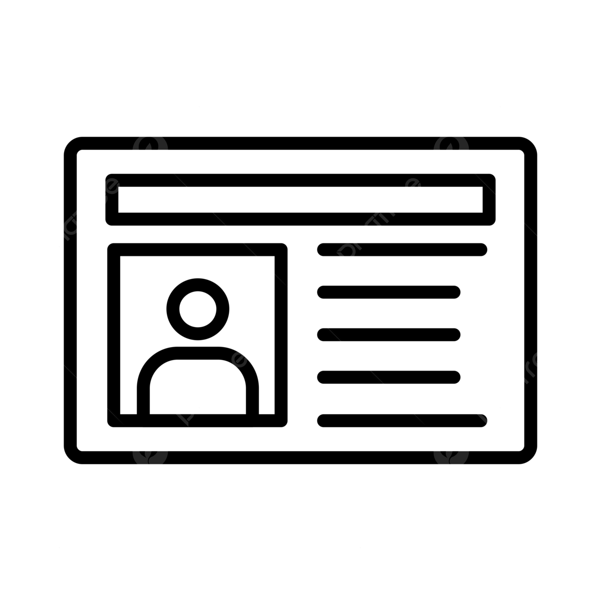 Outline of a web page with a profile picture icon on the left and lines of text on the right, on a black background.