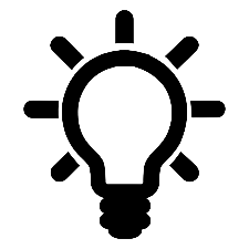 Light bulb icon with rays representing ideas or creativity