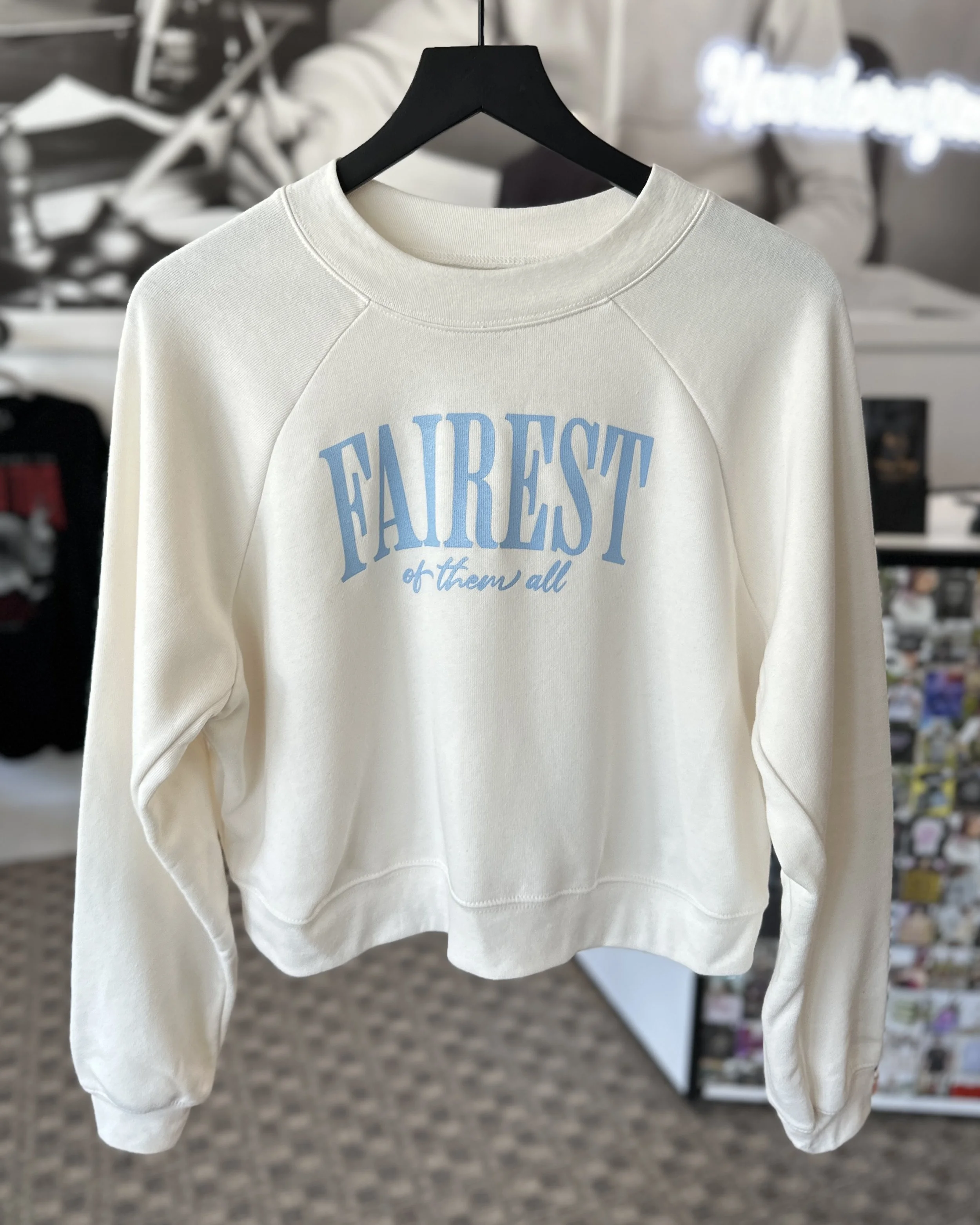 Fairest Cropped Crewneck - Vintage White Cool Summer Nights Sweatshirt