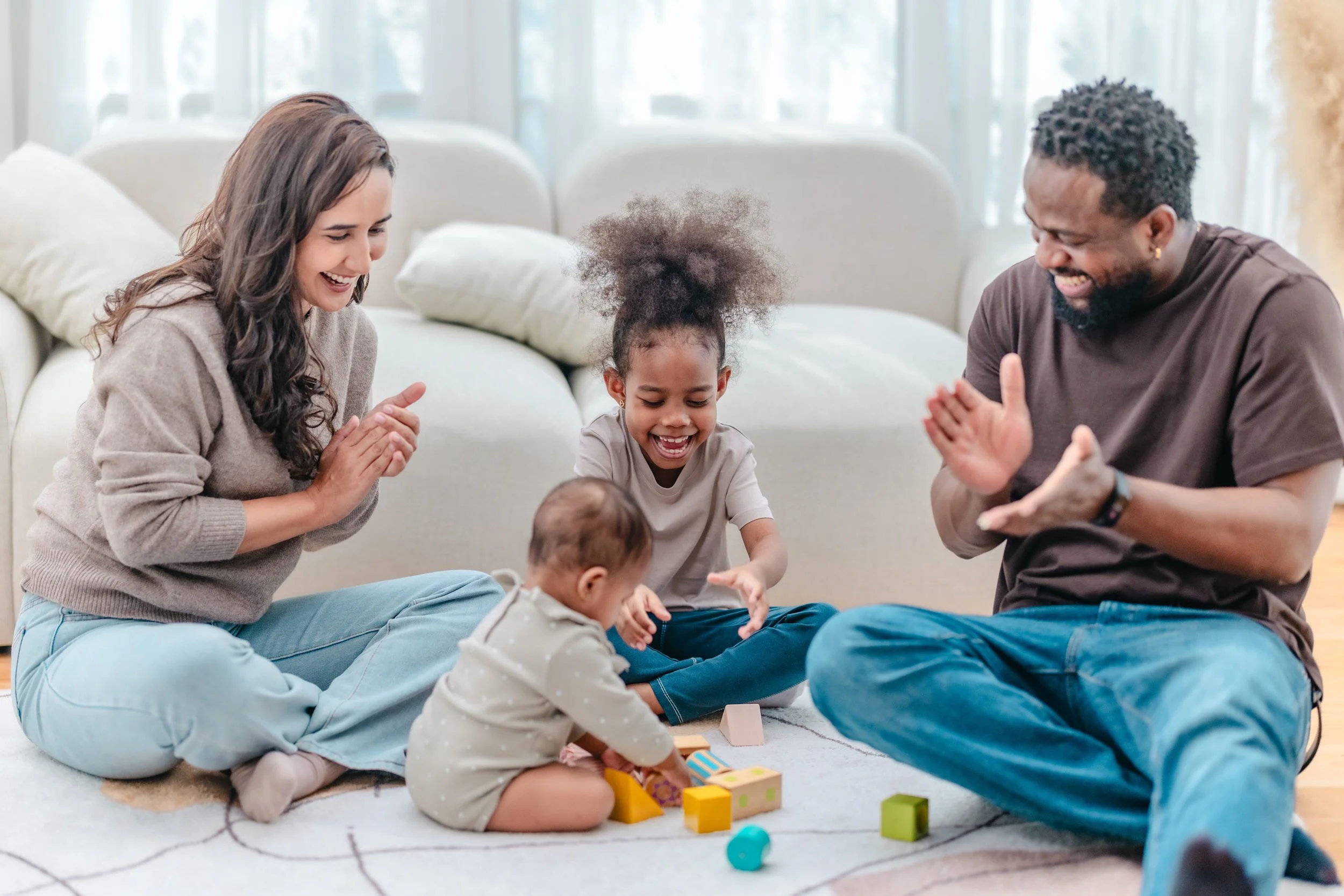 Family sharing an everyday moment at home