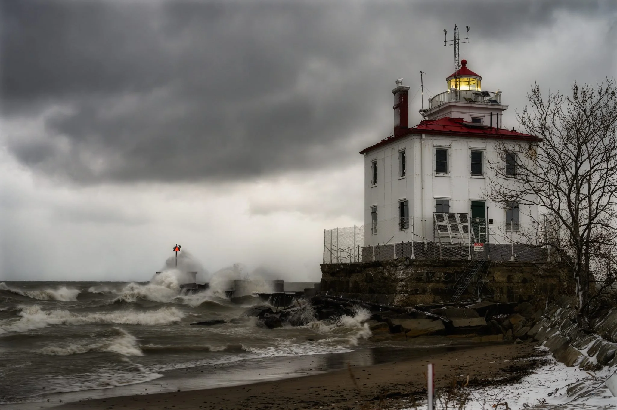 Snowy Sunrise On Lake Erie