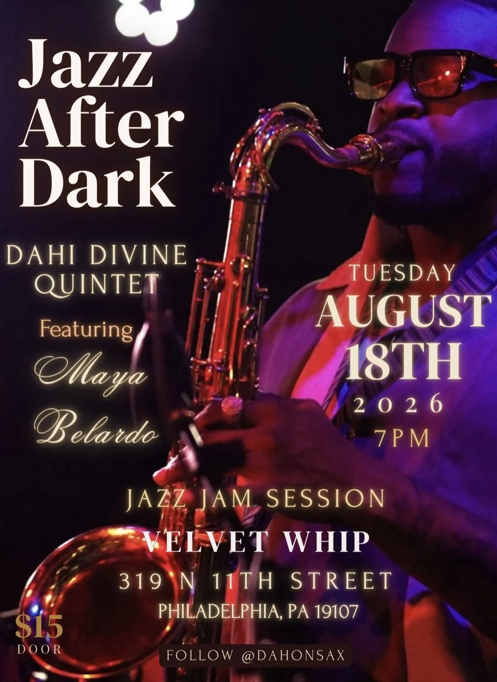 Jazz After Dark With Dahi Divine Quintet Feat. Maya Belardo