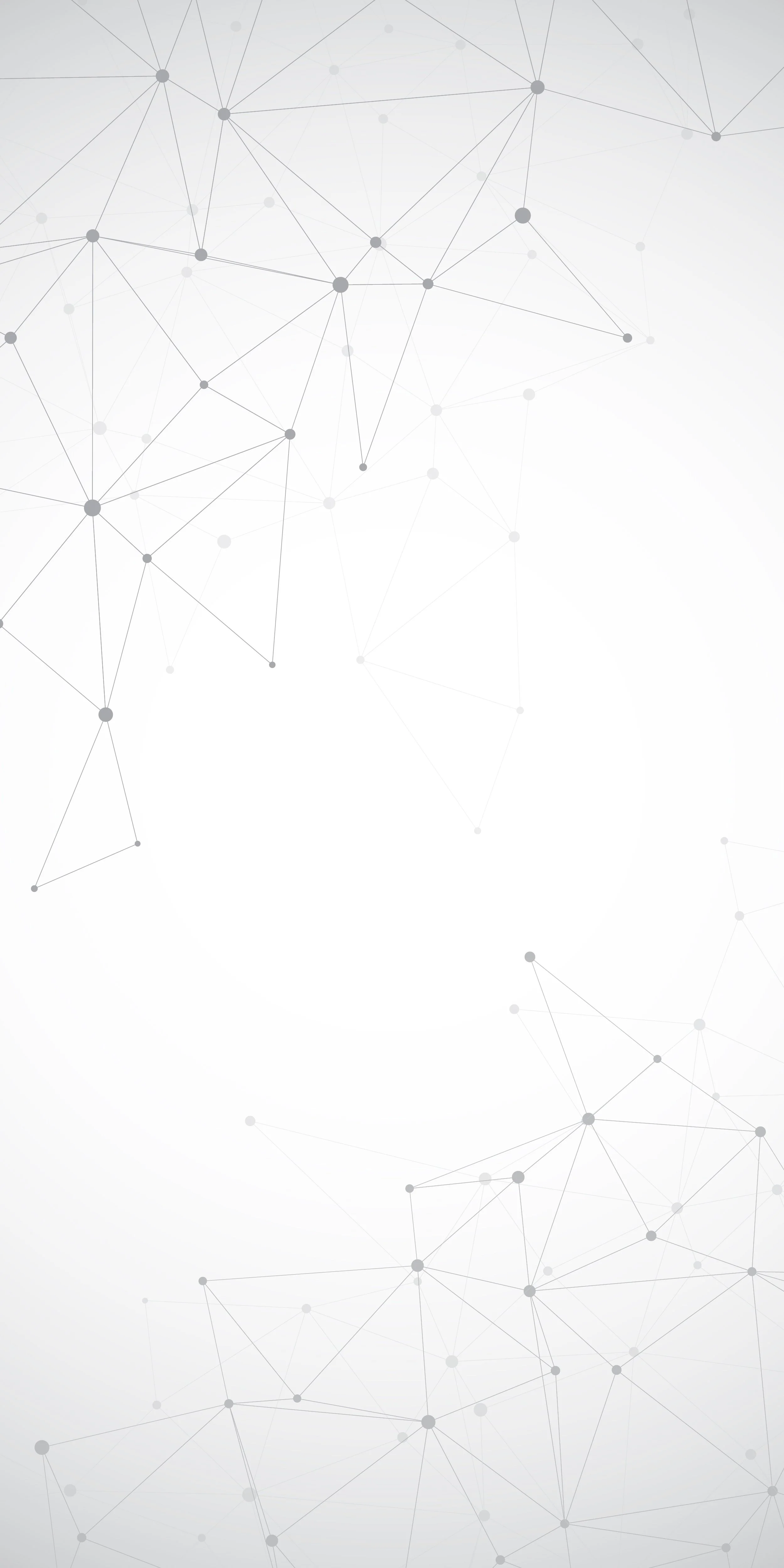Abstract background with interconnected gray dots and lines on a white gradient background.