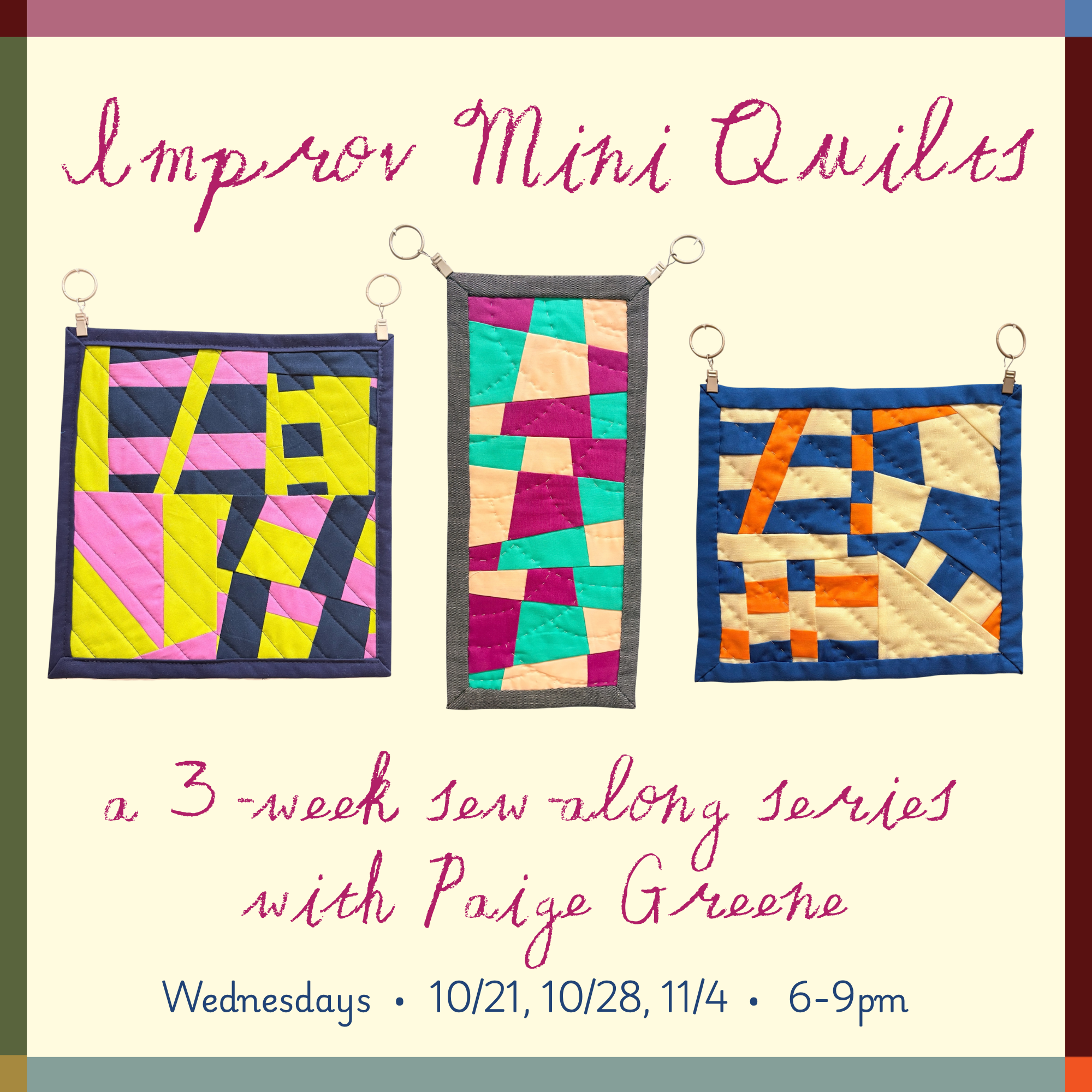 Improv Mini Quilts: A 3-Week Sew-Along Series