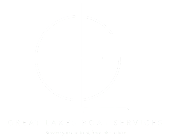 Logo for Great Lakes Boat Services with a stylized boat and text 'Service you can trust, from lake to lake'.